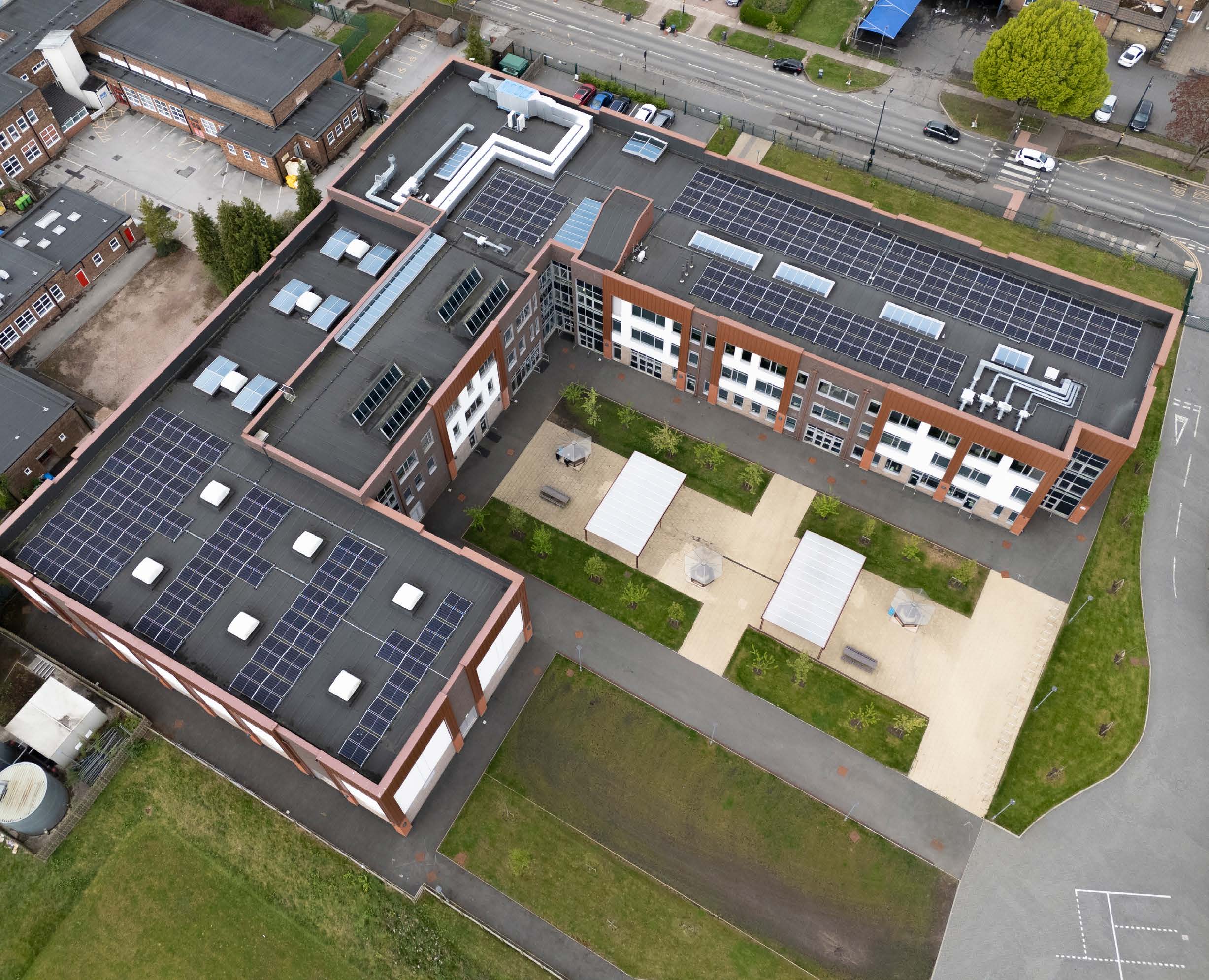 Northfields School for Girls roof with its completed solar installation